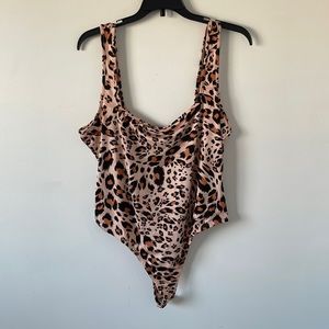 Animal Print Bodysuit Square Neckline